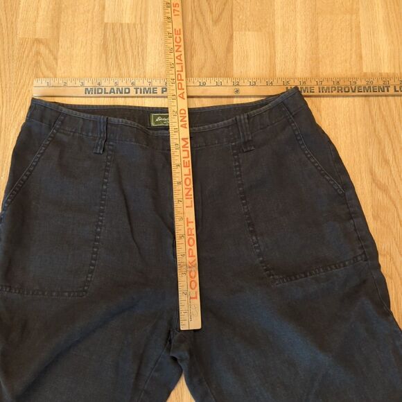 Eddie Bauer Pants Womens 12 Tall Black Linen Straight Pockets Casual - Picture 3 of 7